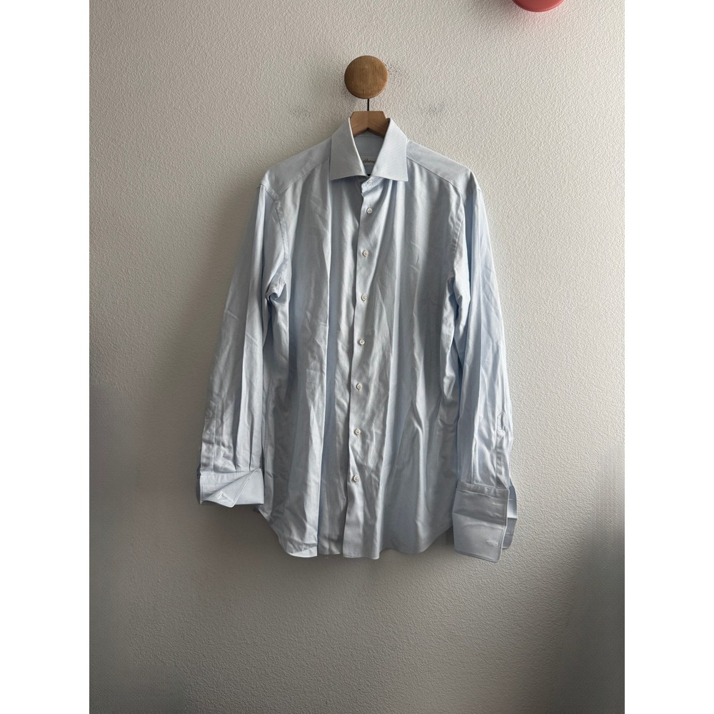 Brioni Light Blue Dress Shirt 16.5 42 Italy